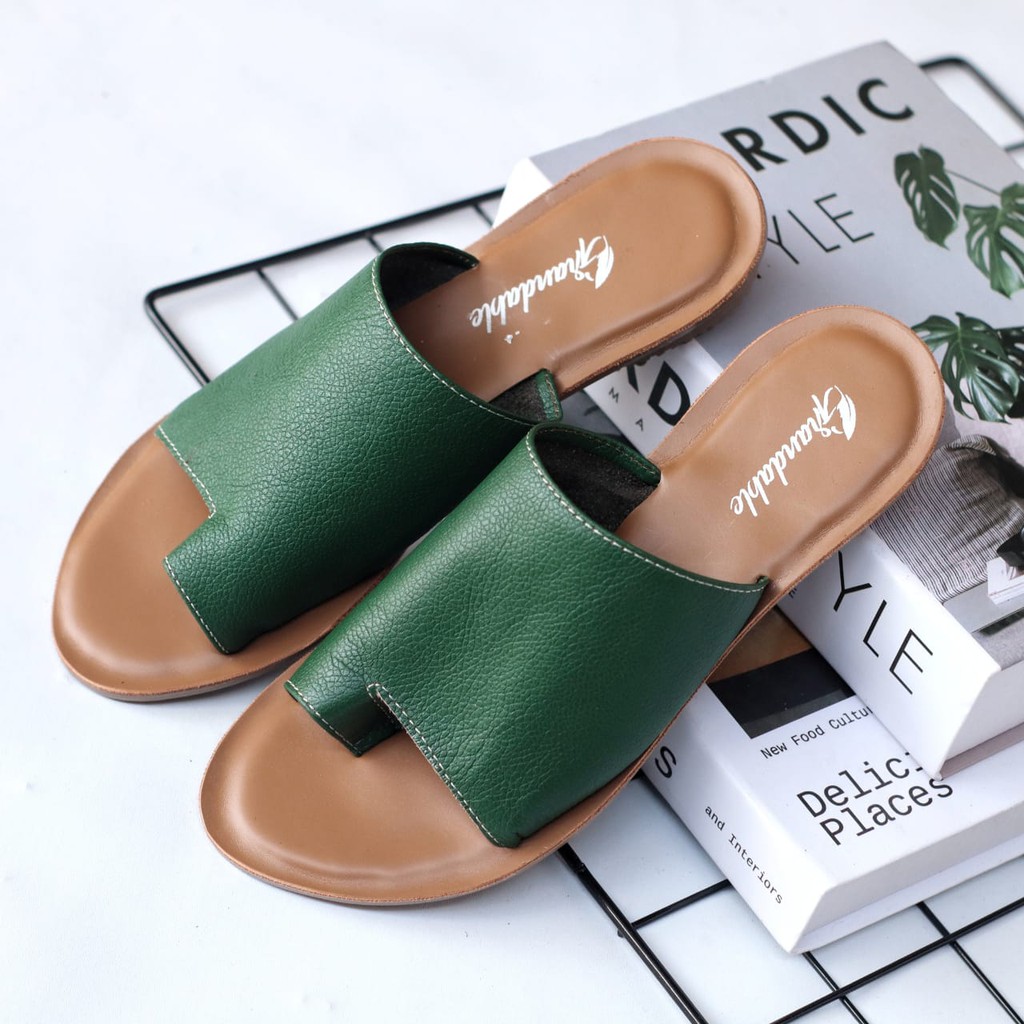 ABRHM x SELIA Sandal Kulit Wanita Papirut Sendal Slop Asli Garut Sandal wanita Teplek Kokop Original