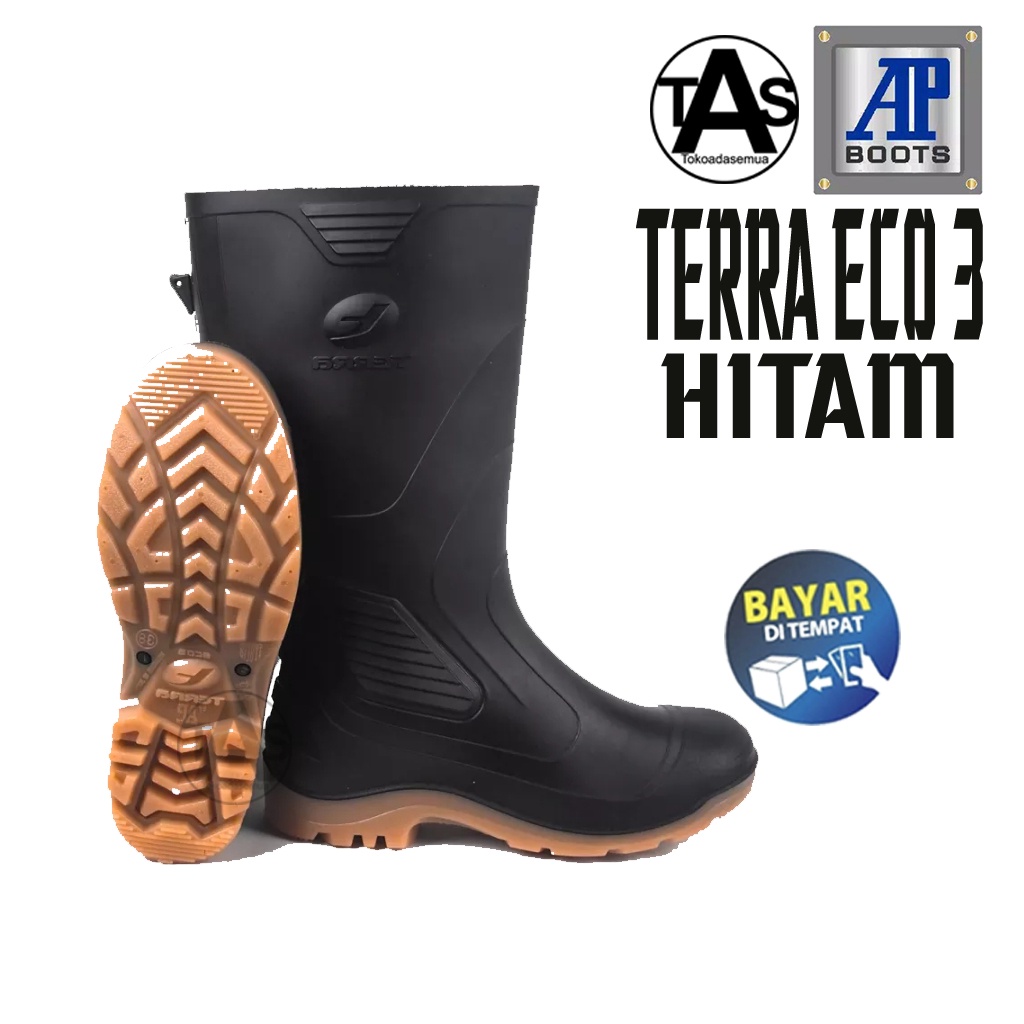 SEPATU PRIA BOOTS AP TERRA ECO 3 HITAM / SIZE 38-43 / SEPATU AP BOOTS PRIA TERLARIS TERMURAH