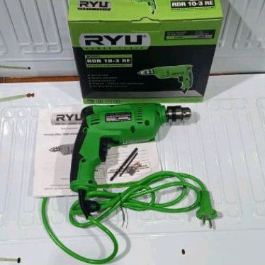 RYU Mesin Bor Tangan RDR 10-3 RE 10 mm RDR10-3 370 WATT Bor Kayu Besi