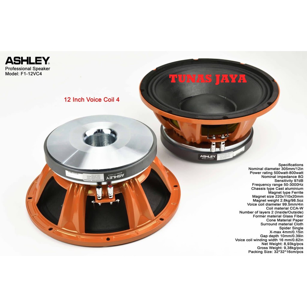 Speaker Component  Ashley Orange F1-12VC4  Ashley Original F1 12VC4