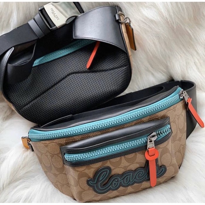 DVS0049 Coach Rivington Belt Bag Canvas Blocking Bumbag Waistbag
