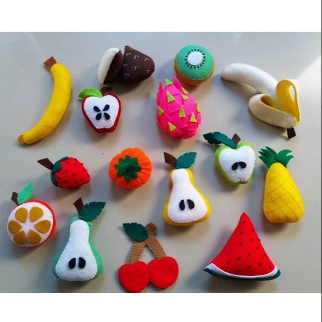 1 Lusin 12 Buah Buahan Tempelan Magnet Kulkas Kain Flanel Shopee Indonesia
