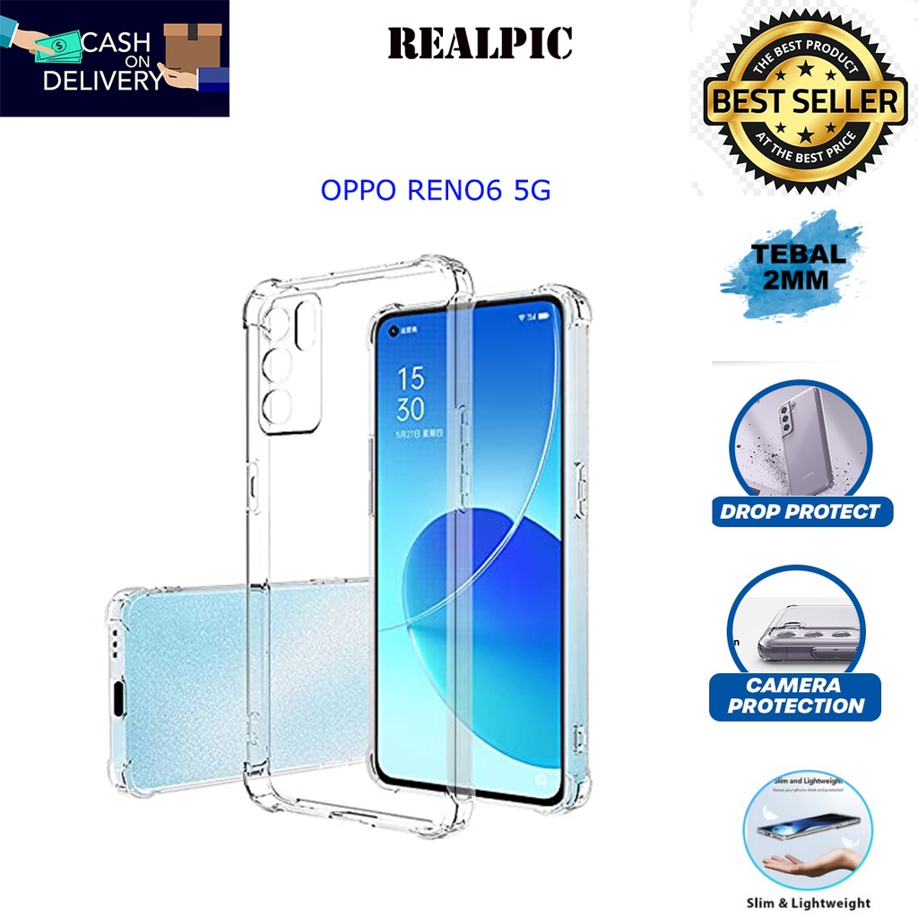 Case OPPO RENO6 5G Casing Clear HD KETEBALAN 2MM BENING TRANSPARAN TPU Premium Softcase