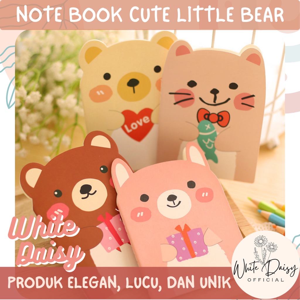 

Notebook Cute Little Bear Buku Memo A6 Hewan Lucu Diary Imut Bear Cat Unik Pastel Catatan Sekolah - Random