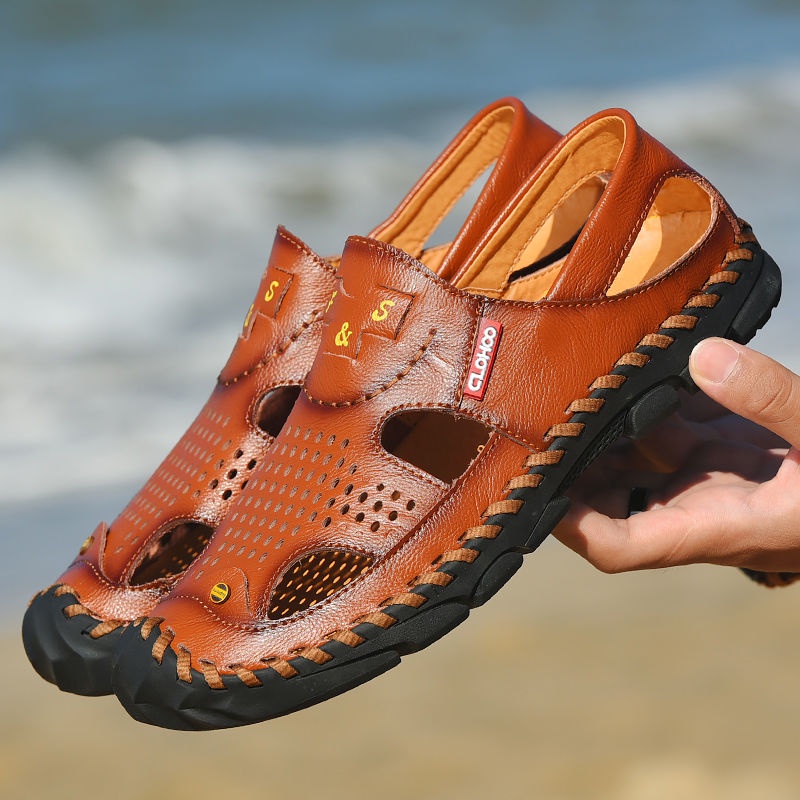 COD Sandal Hiking Gunung Pria Import Murah Original Kulit Asli Cowok Sepatu Santai Outdoor Keren Adventure Ringan 167