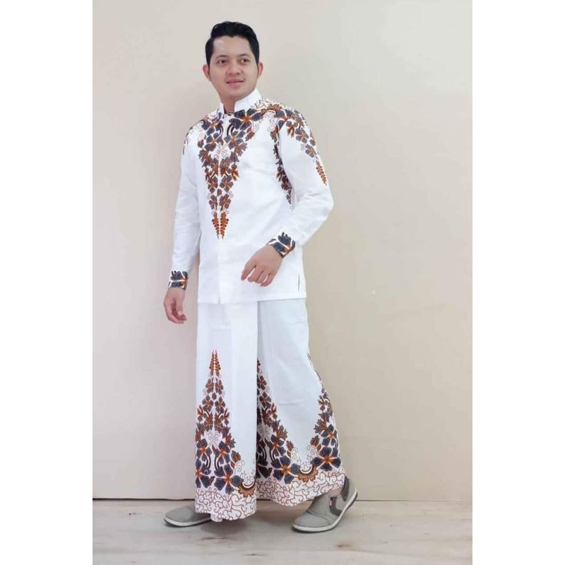 ACHWAN - FullSet  Muslim Koko + Sarung Batik Bahan Katun Premium Lapis Furing Motif Kekinian & Trend