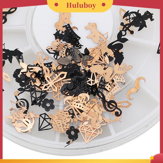 Huluboy Huluboy♡ Roda Isi Stiker Decal 3D Bahan Metal Warna Hitam / Perunggu Untuk Dekorasi Nail Art