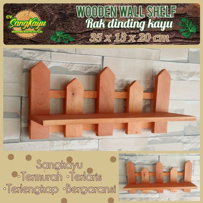 Rak dinding minimalis kayu 35x20 cm rak tanaman hias kayu wood shelves