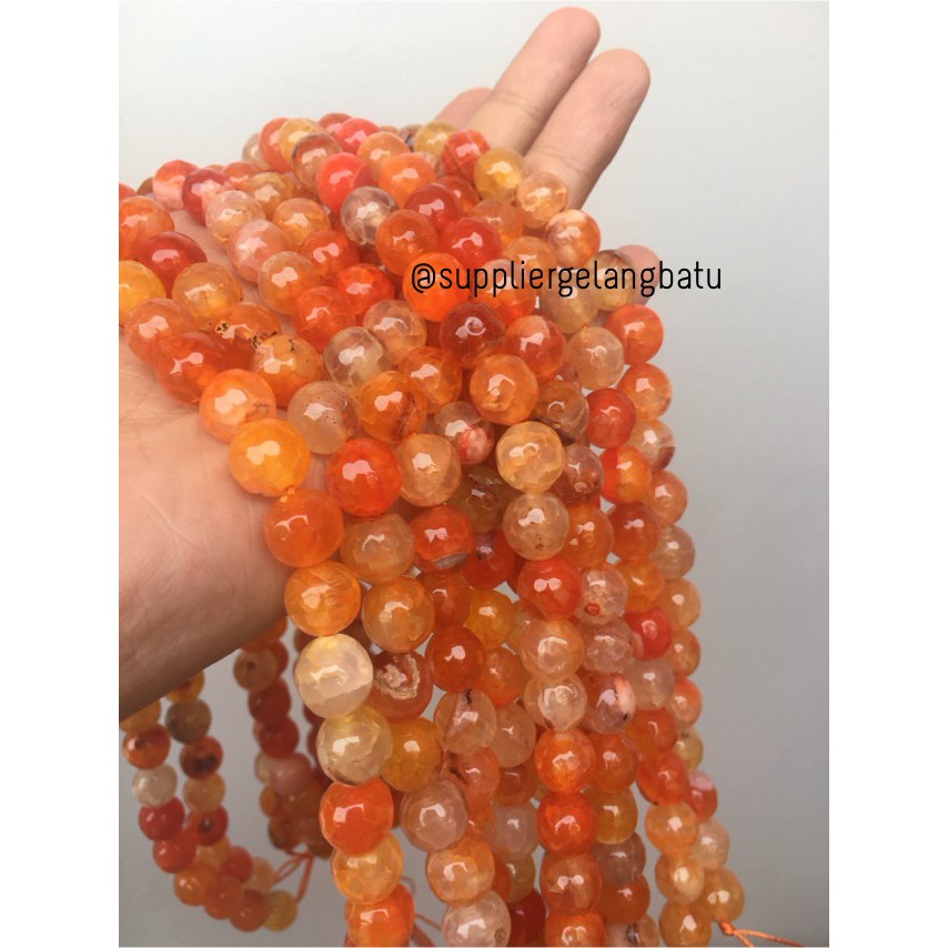 Batu Carnelian serat orange 10mm CUTTING natural oren bahan alam craft aksesoris fashionita supplier