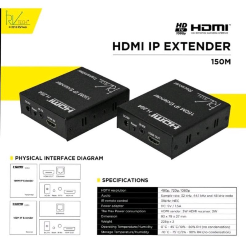 Hdmi extender Rvtech 150m extender hdmi