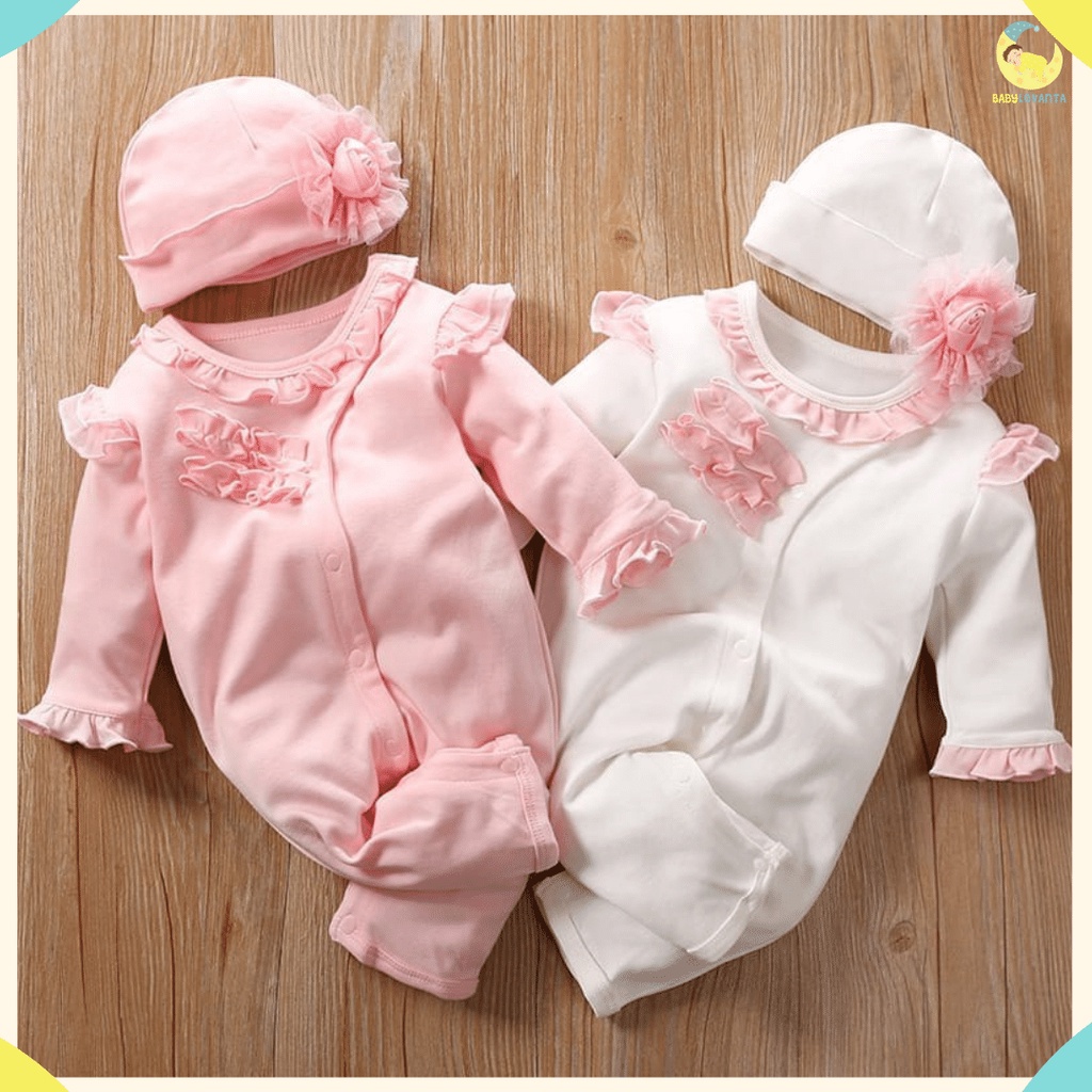 [COD] Baju bayi perempuan 0-2 tahun PINK &amp; PUTIH FREE KUPLUK / jumper bayi perempuan import premium/babylovanta