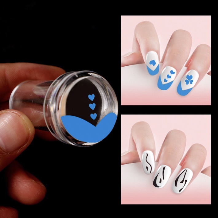 Nail Art Stamp Mini Transparan Stempel Kuku Silikon Jelly Scraper Desain DIY KU025