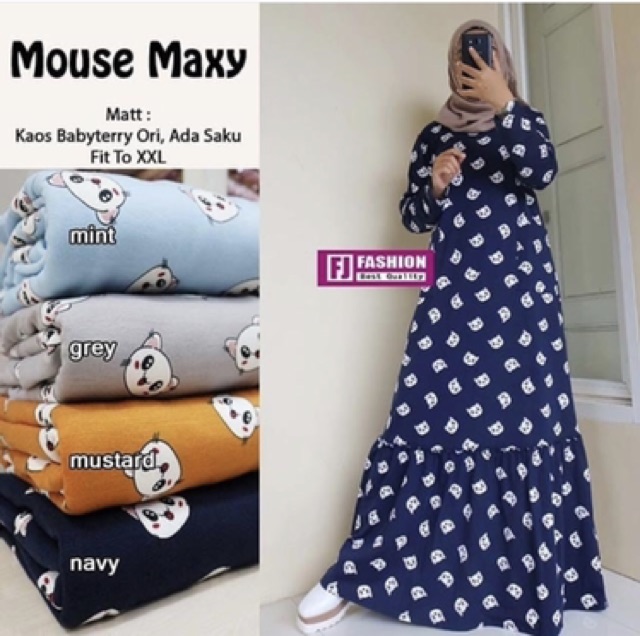 Mouse Maxy - GAMIS Babyterry Import TERBARU LD105 / Tebal &amp; Adem (Saku depan Kiri kanan)/  R.10 - 139-4741