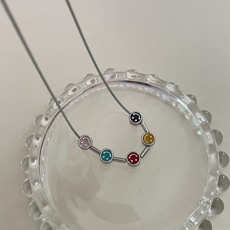 Kalung Desain Smiley Warna-Warni Gaya Korea