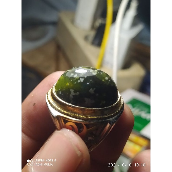 Cincin batu Green Serventine Papua ASLI bisa nempel magnet