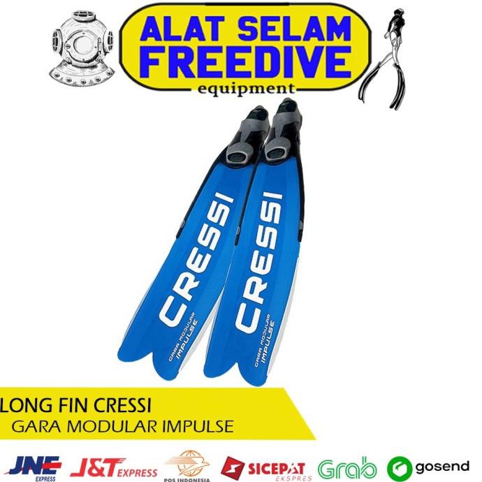 Cressi Long Fin Fins Freediving Gara Modular Impulse Kaki Katak Selam