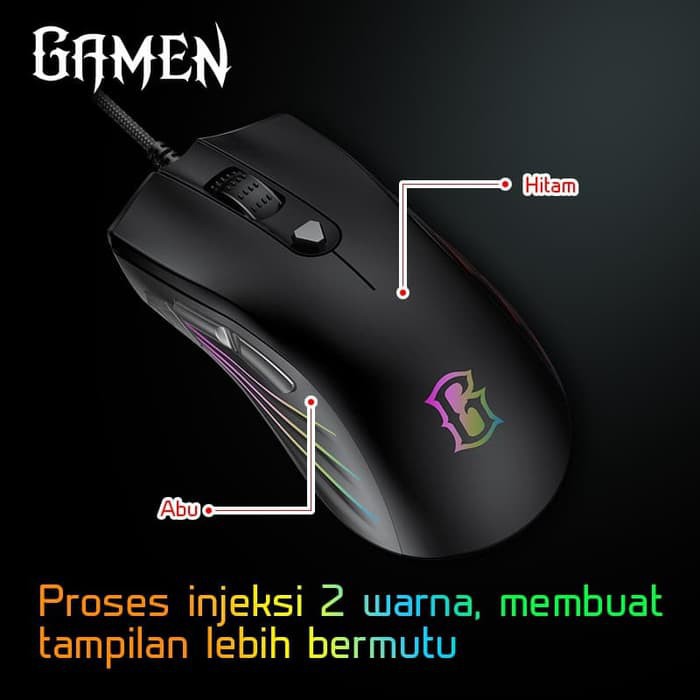 Mouse Gaming GAMEN GM1500 6400DPI Optical Positioning Technology with 6 Lighting Effects Modes