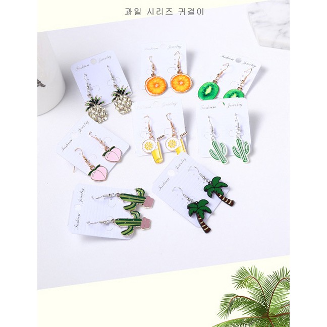 LRC Anting Gantung Personality Orange Tangerine Shape Decorated Long Earrings E24263