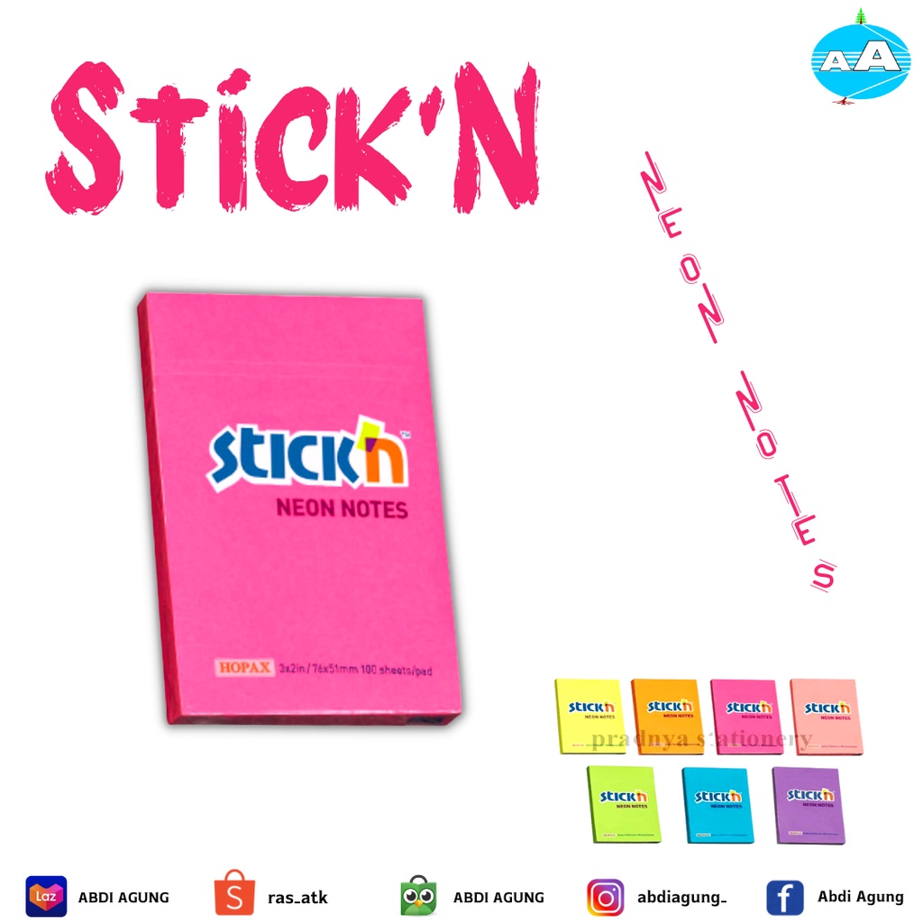 

Stick Note 3x2in/76x51mm/ 100 sheets
