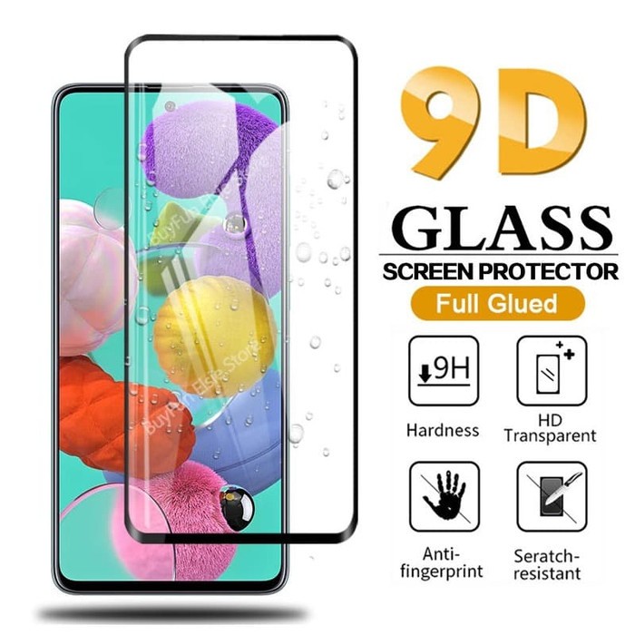 TEMPERED GLASS FULL LEM 9D 5D  SAMSUNG GALAXY A91 FULL HD COVER SCREEN GUARD