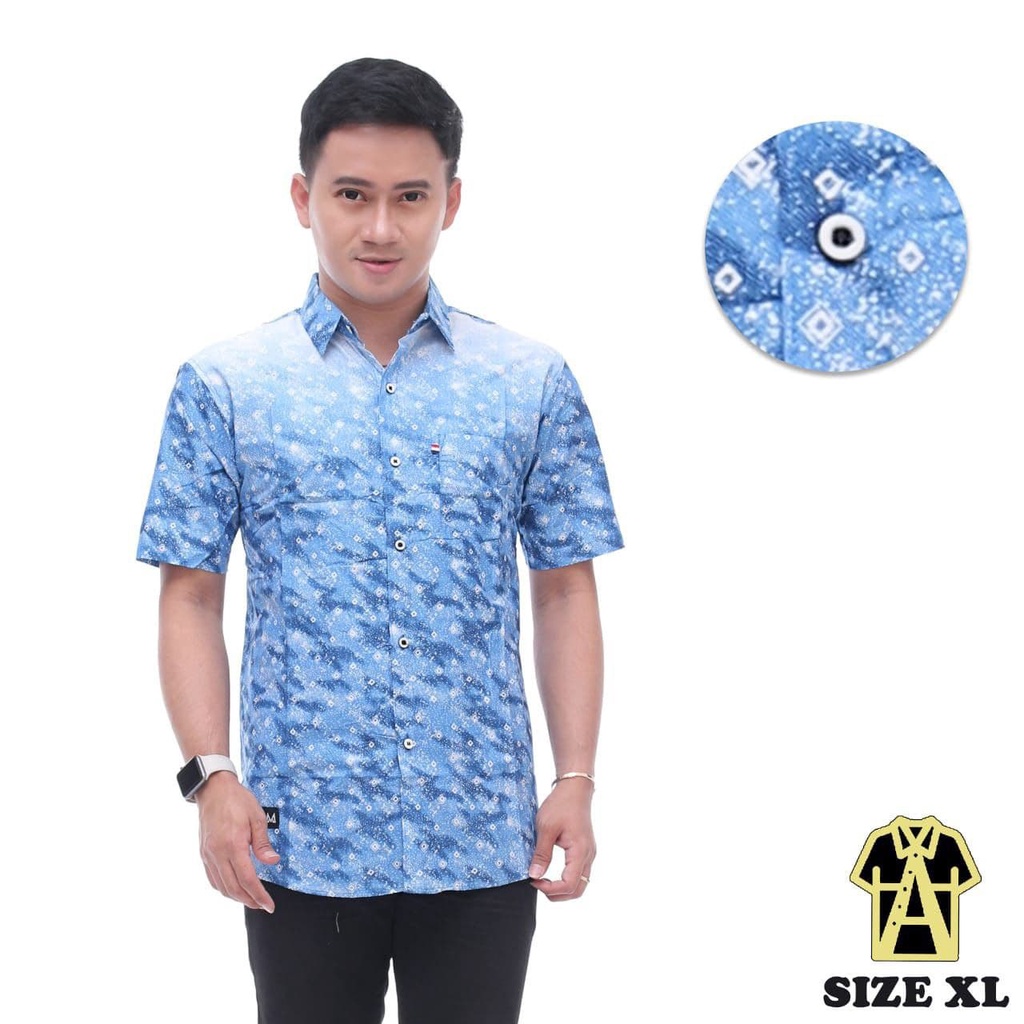 Kemeja Surfing Pria Santai Lengan Pendek Cowok Premium Distro Katun Print Motif Kemeja Pantai