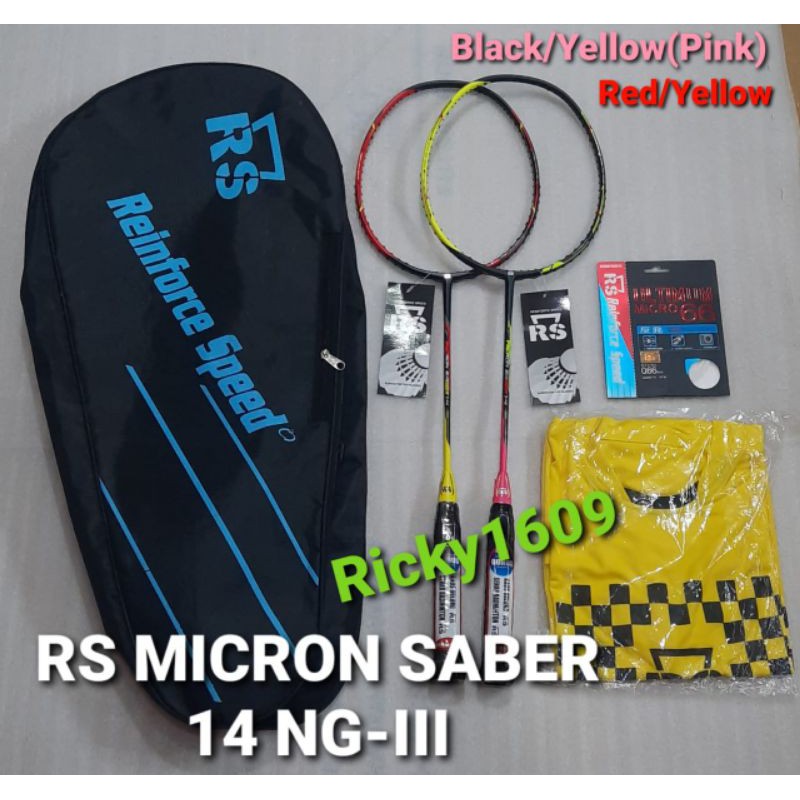 RAKET BADMINTON RS  MICRON SABER 14 NG-III SMASH & POWER/MICRON CARBON TECH/ORIGINAL REINFORCE SPEED