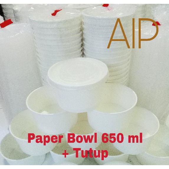 TERMURAH Paper Bowl 650 ml plus Tutup Mangkok kertas BERKUALITAS