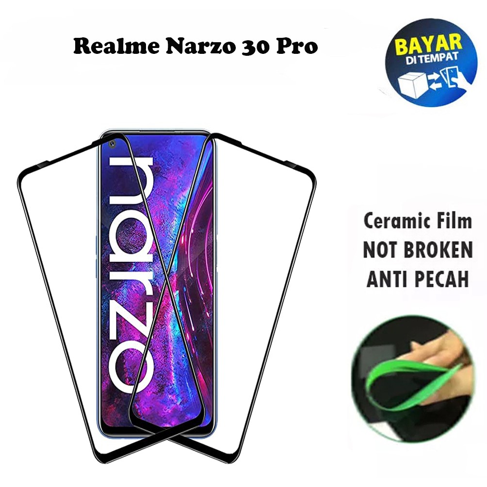 Tempered Glass Realme Narzo 30 Pro FULL COVER FULL SCREEN Ceramic Film Anti Gores