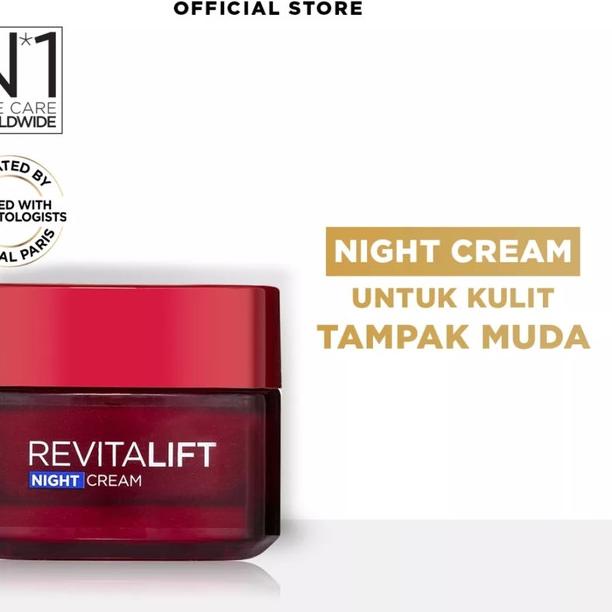 ℗ LOREAL REVITALIFT NIGHT CREAM / Krim Malam Anti Aging 50ml ♜