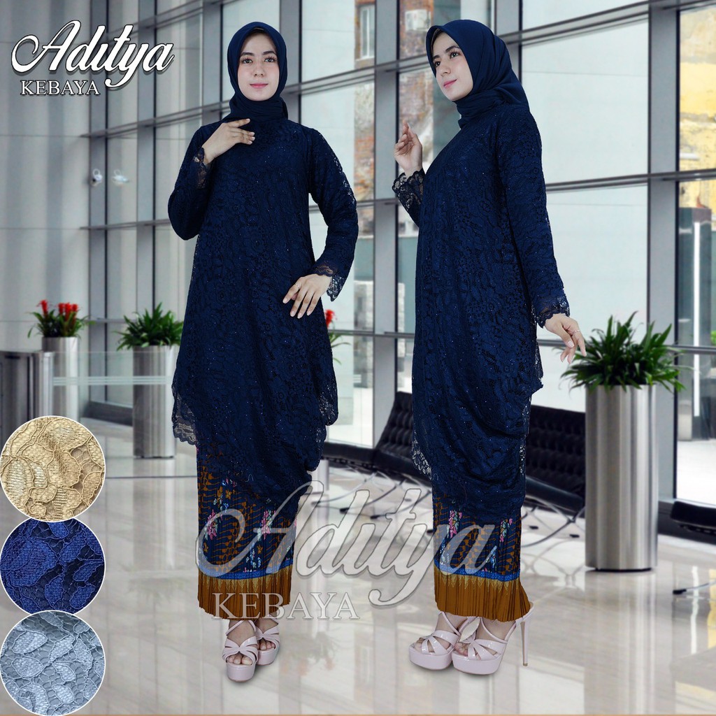 SAD&gt; set kebaya tunik mereng / kebaya modern / tunik brukat pesta model mereng - bahan brukat import