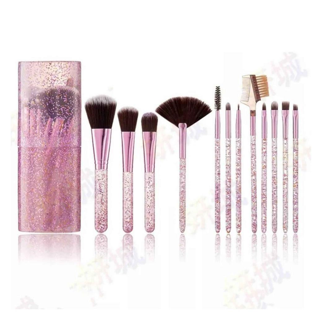 Brush Make Up / Kuas Tabung Glitter / Kuas Rias Bling / 1 Set Isi 12pcs