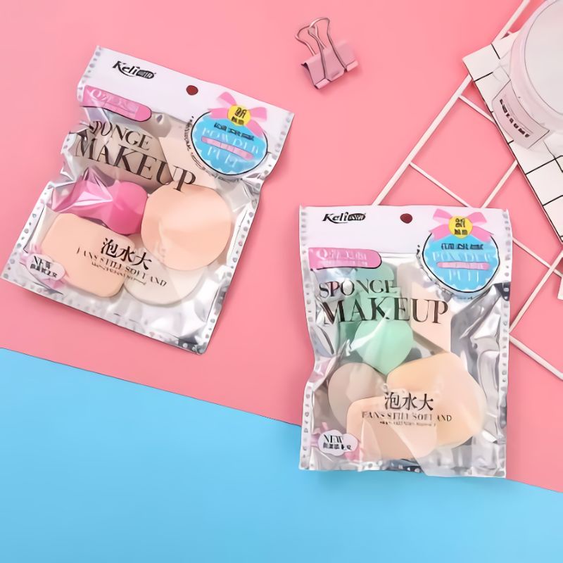 Spons Make Up 6 in 1 SPonge Set Beauty Blender Sponge Bedak isi 6pcs Powder Puff Foundation Makeup Puff Wajah Kemasan Import Spon Berkualitas OYAYA KOSMETIK pekanbaru Riau