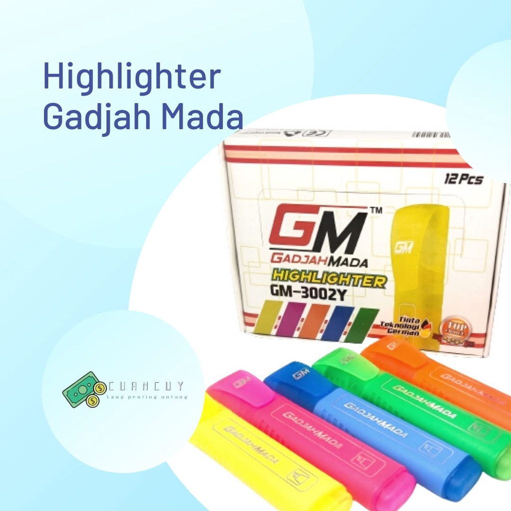 

Cuancuy - Stabilo Gadja Mada Highlighter GM3005/Stabilo 1 Sisi Berwarna/Stabilo Highlighter TERMURAH COD