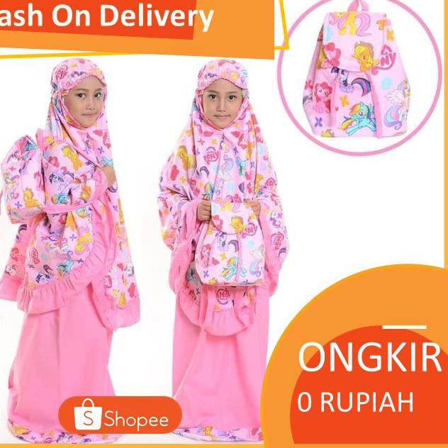 Muraaaahh.. Mukena Anak Katun Karakter Size 12 Bayi Balita Belajar Sholat Katun Rayon Exclusive Moti