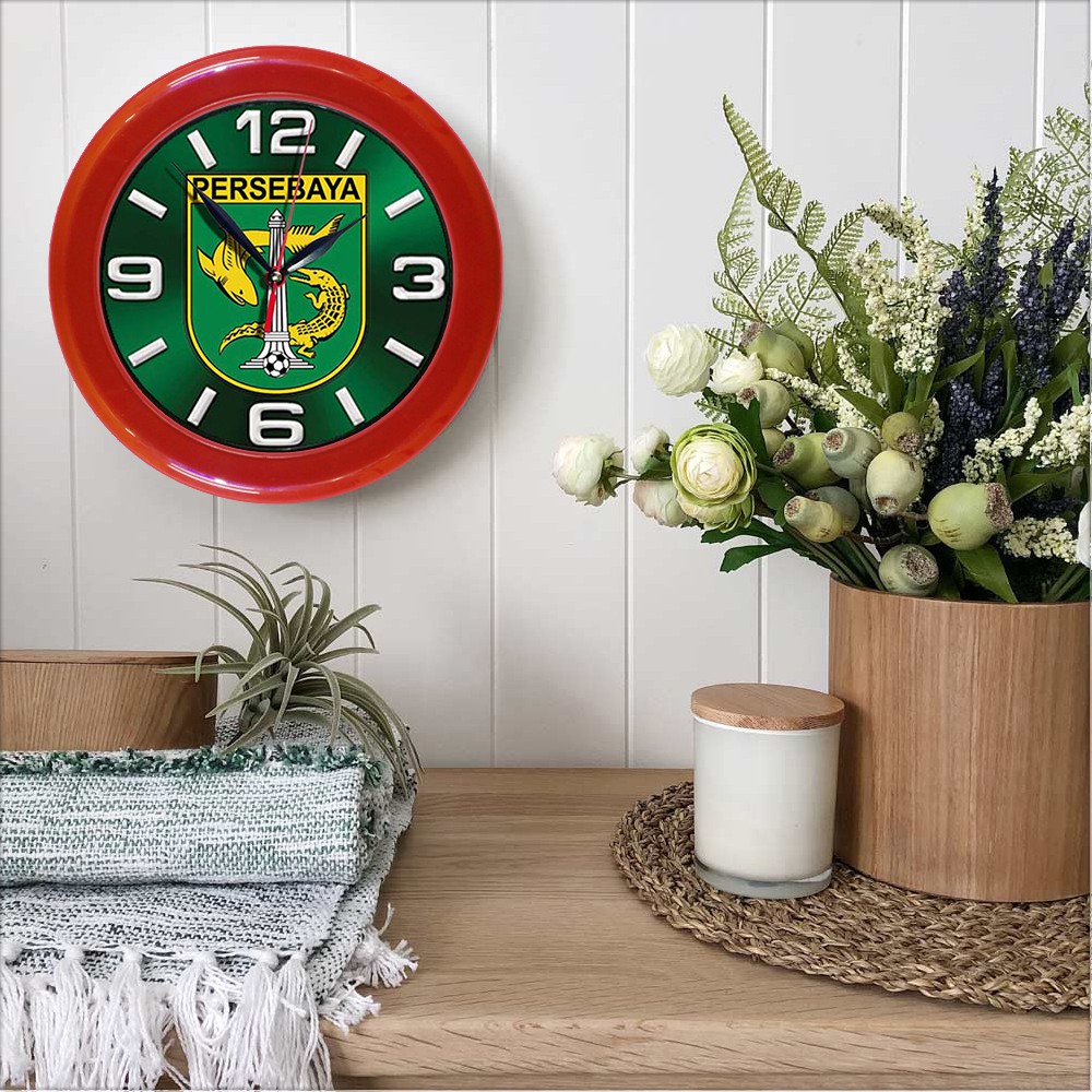 JAM DINDING PERSEBAYA GREEN   (DIAMETER 30CM)