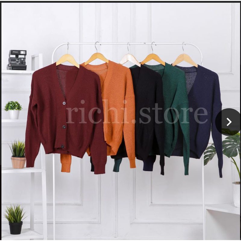CARDIGAN CROP 7GET RAJUT TEBAL LENGAN PANJANG RICHI.STORE-3