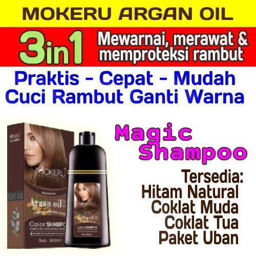 Mokeru Shampoo Semir Rambut Herbal Argan Oil Shampo Pewarna