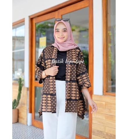 (ATC) Blezer Murahh Batik Lawasan Coklat Sogan Outer Wanita Modern