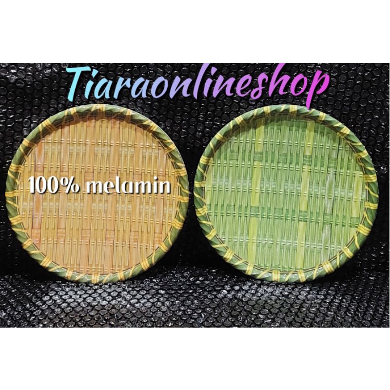 Piring melamin model bambu tebal 100% melamin diameter 23cm