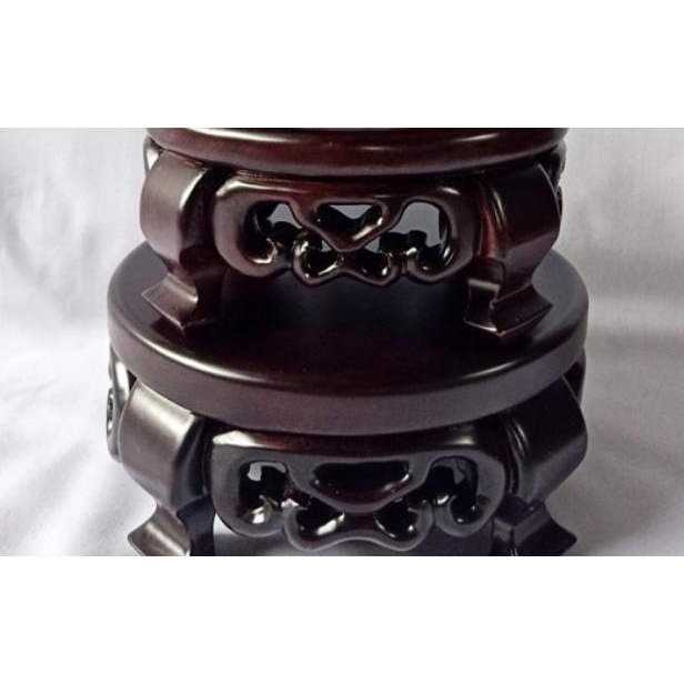 Dudukan guci bulat tatakan kayu meja pot meja rupang/patung