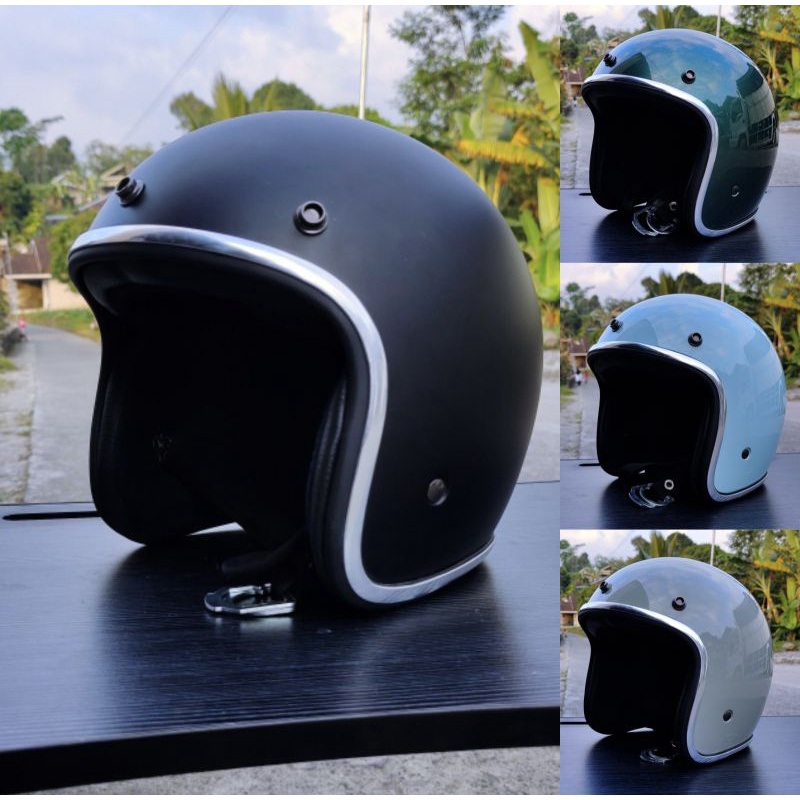 HELM RETRO SLIM HEAD RAW TX-500 BUSA SEMI KULIT