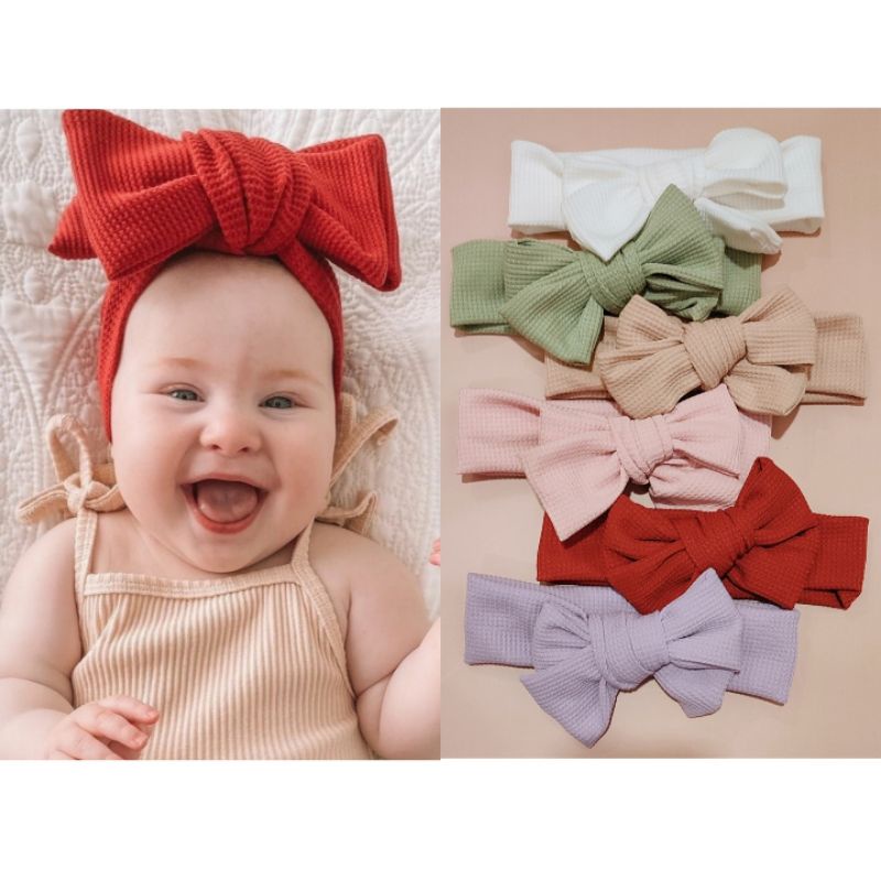 Bandana bayi waffle oversize bow