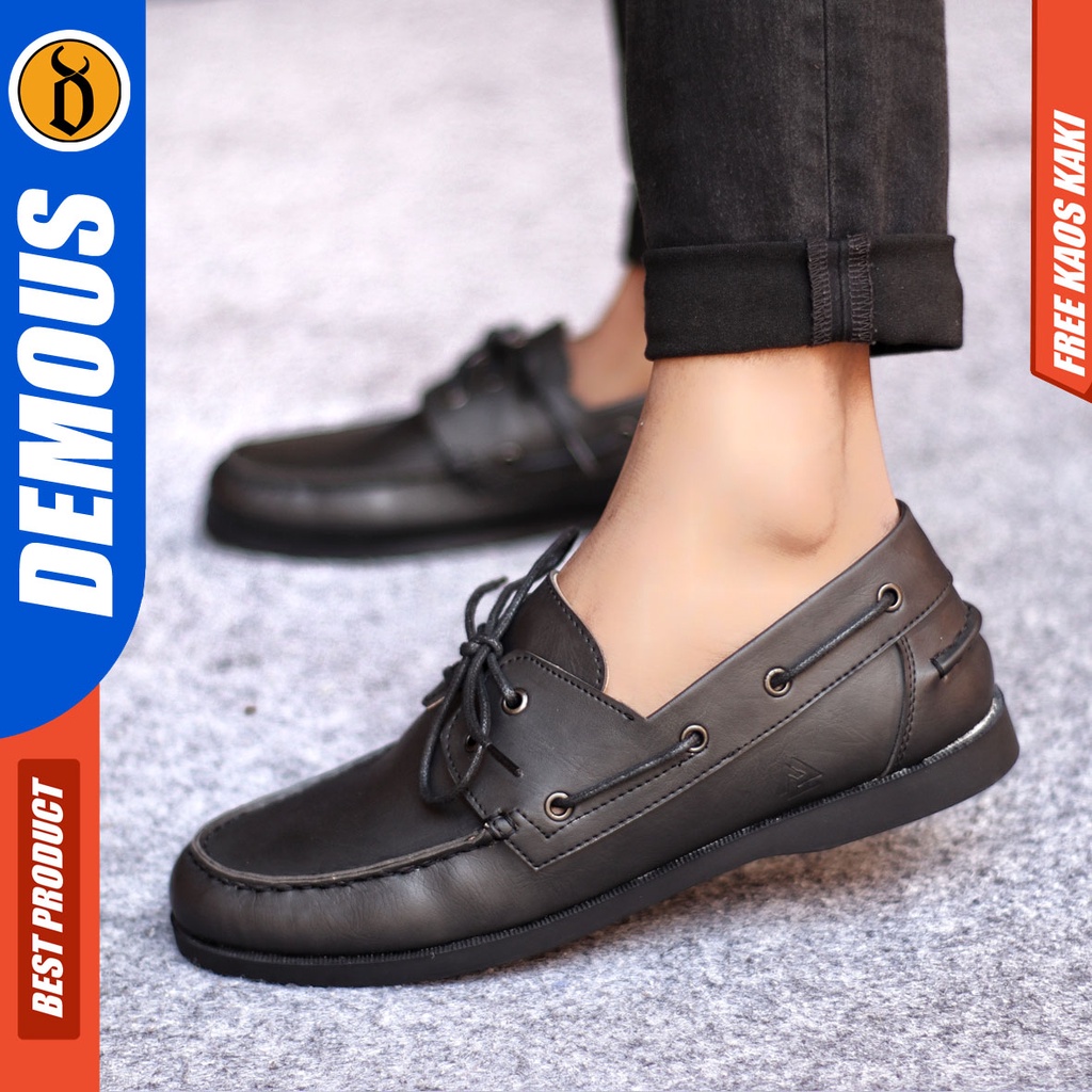 Sepatu Formal Pria Sepatu Casual Pria Kulit Pu Tali Sepatu Pantofel Kerja Kantor Kuliah Kondangan Sepatu Hitam Pria DEMOUS VALIANZ