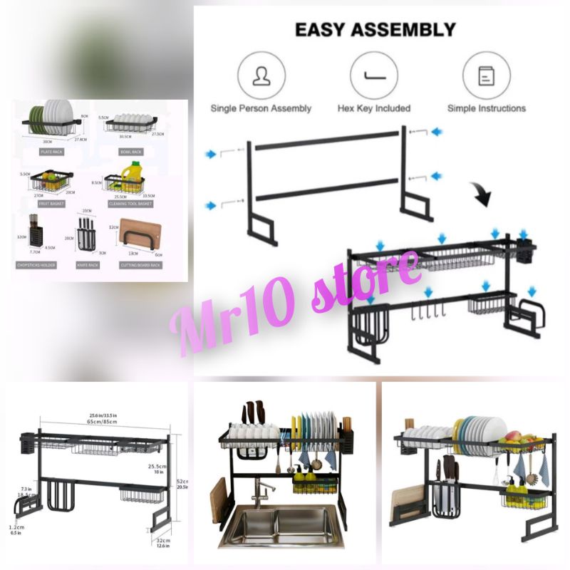 rak piring wastafel ukuran 65 cm dan 85 cm/rack serbaguna/rak wastafel