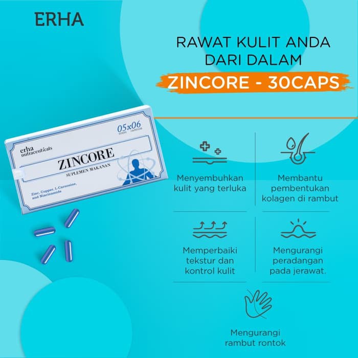 ERHA Suplemen Tubuh &amp; Kulit Jerawat - Zincore &amp; Acne Facial Mask - Masker Wajah Jerawat