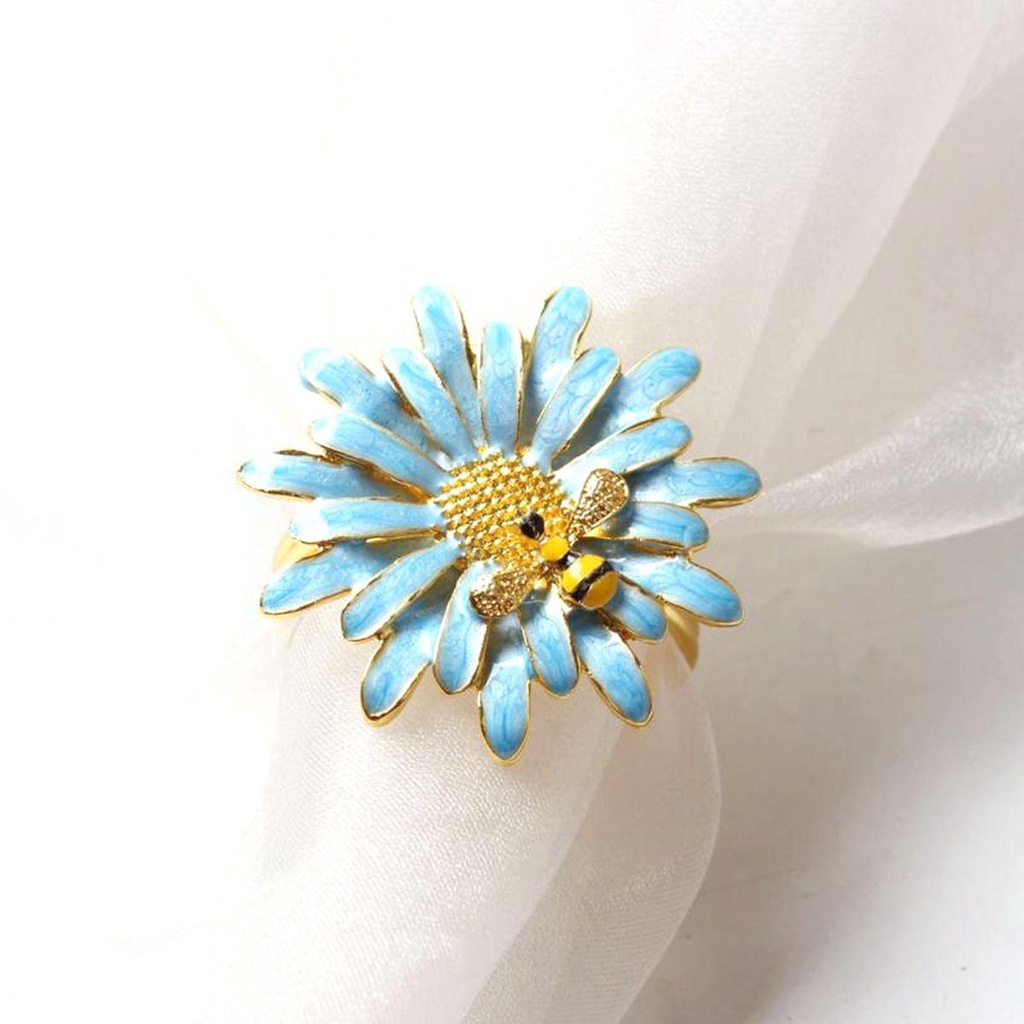 【 ELEGANT 】 Serbet Cincin Dekorasi Pesta Liburan Pernikahan Daisy Spring Serbet Gesper