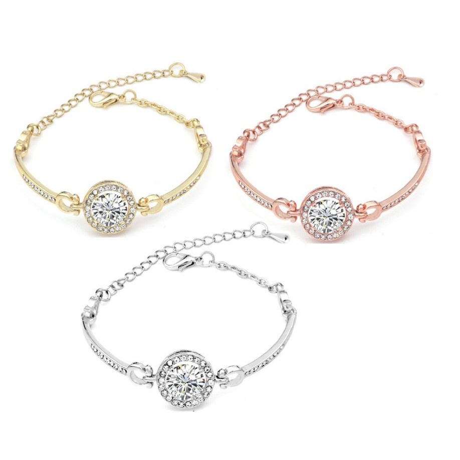 [ BISA COD ] 1 Pcs Gelang Wanita Titanium Perhiasan Tangan Kristal Fashion Korea Anti Karat Elegan