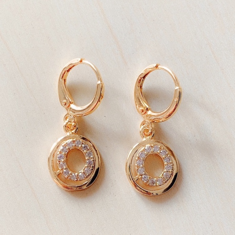 Anting Wanita Bulat Baris Zirconia Gold Xuping / Giwang Wanita Bulat Baris Zirconia Gold