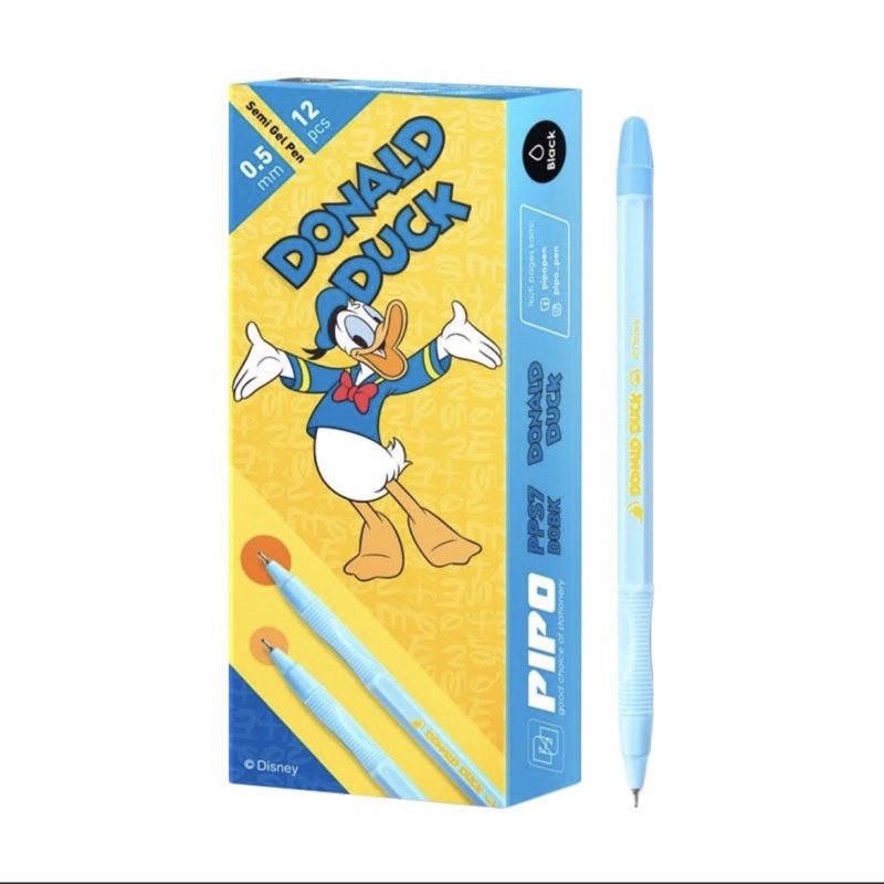 PIPO Minnie Mickey Mouse Daisy Donald Duck 0.5mm Pulpen Semi Gel Disney (1 pcs)