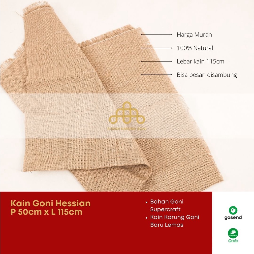 Kain Goni Hessian P 50cm x L 115cm - Bahan Goni Supercraft - Kain Karung Goni Baru Lemas